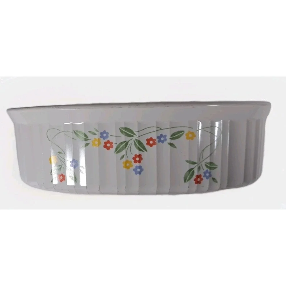CorningWare French‎ White Wildflower Oval Casserole Baking Dish Vintage Floral